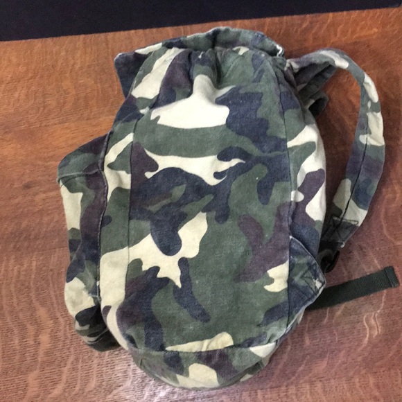 Camouflage Canvas Backpack Green - Picture 3 of 6